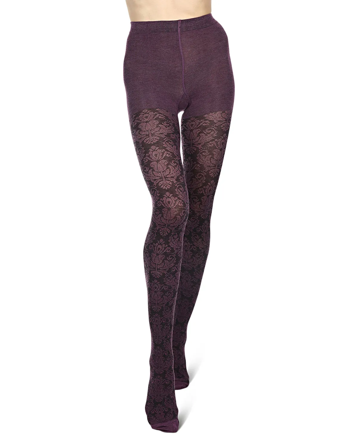 Baroque Patterned Cotton Blend Sweater Tights