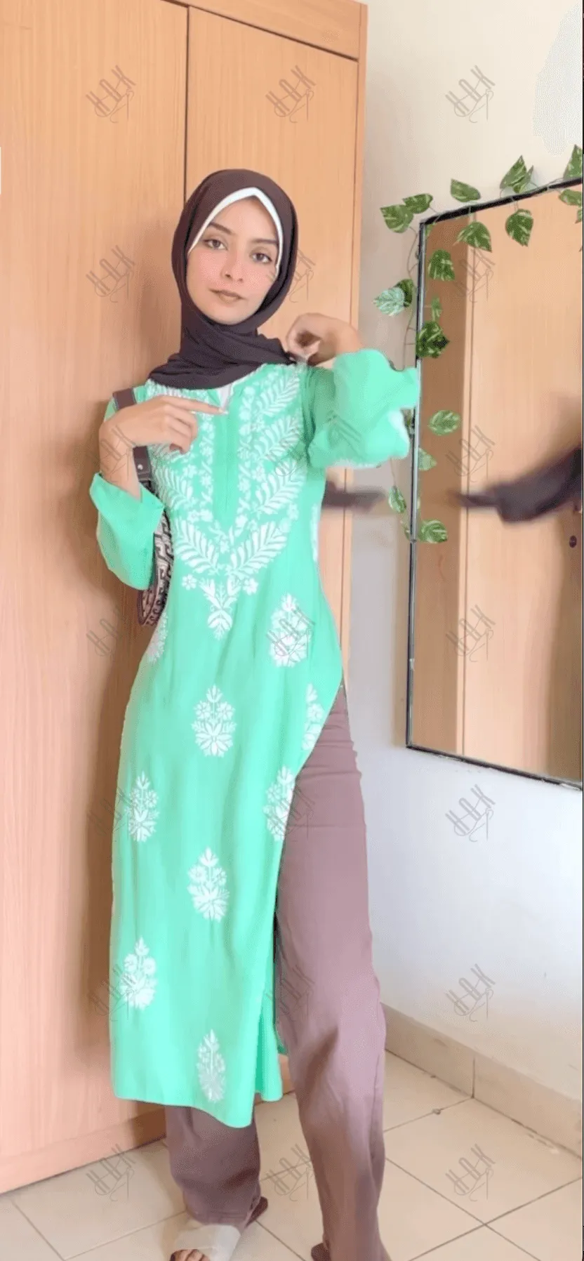 Batool in  Fizaa chikankari Kurta in Sea Green