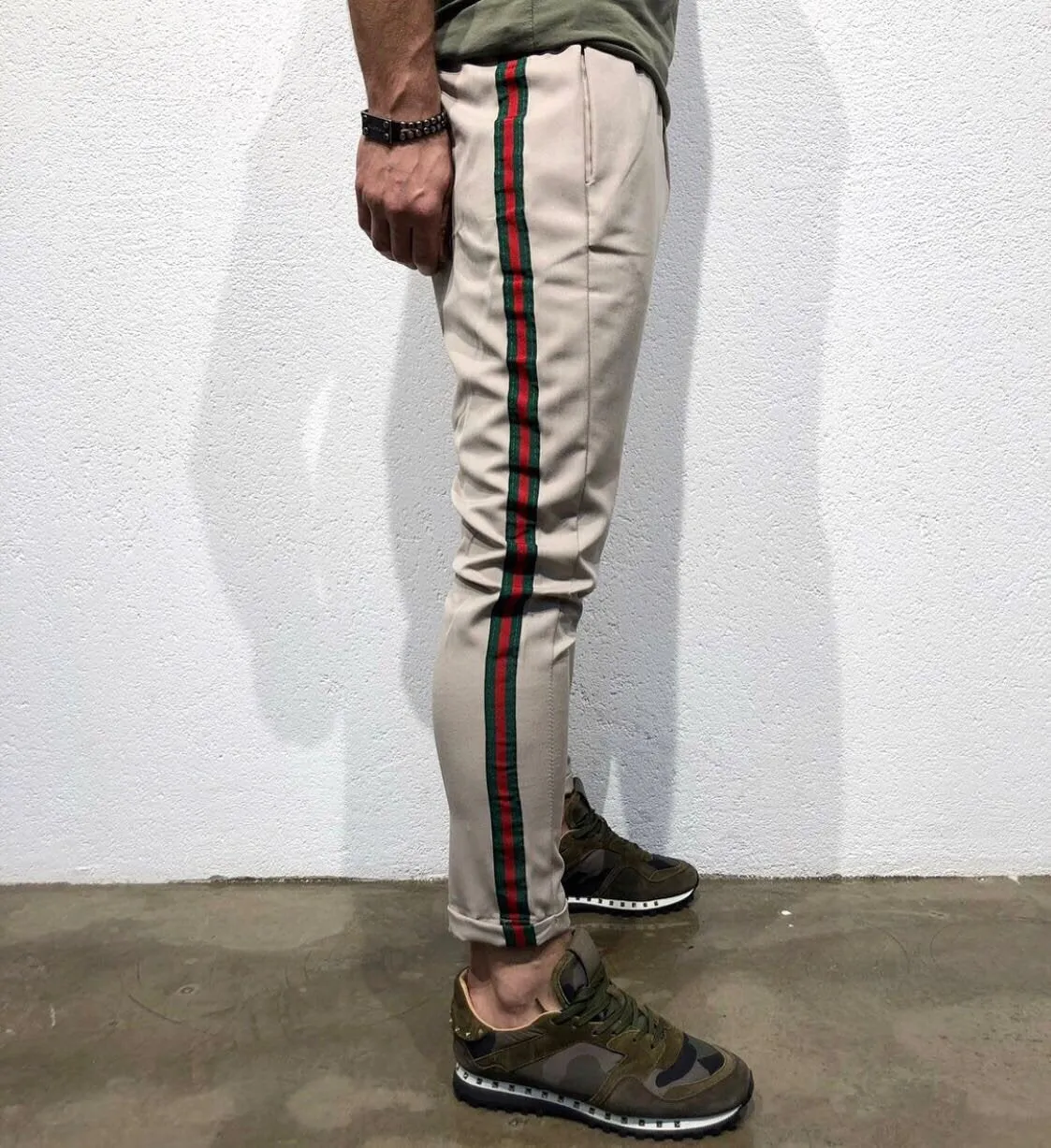 Beige Striped Jogger Pant B146 Streetwear Jogger Pants