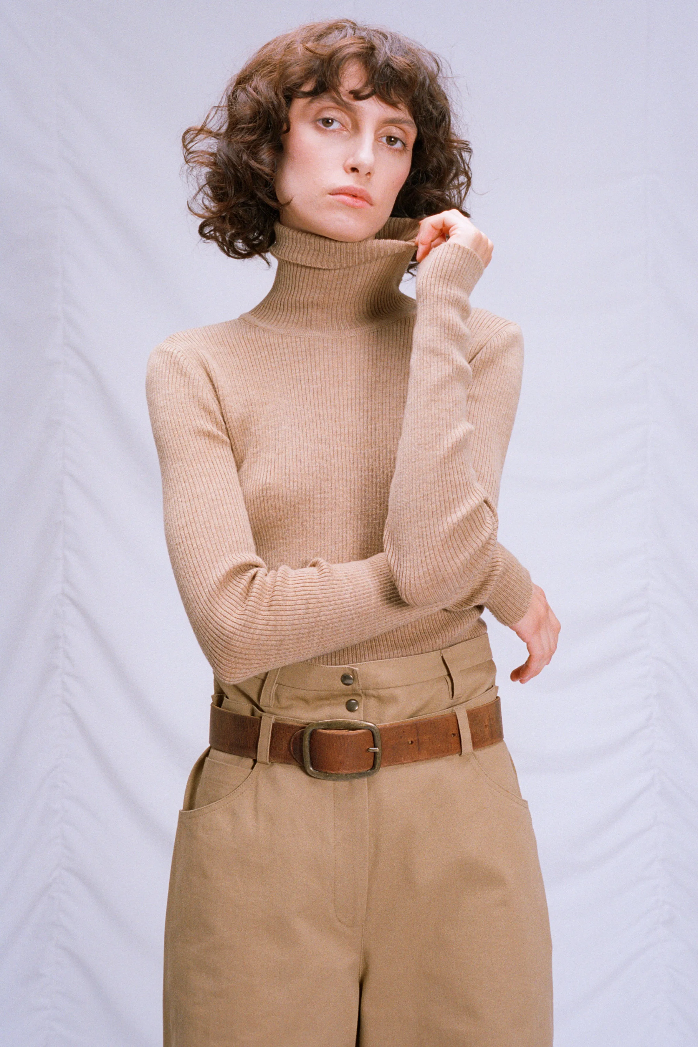 Beige turtleneck