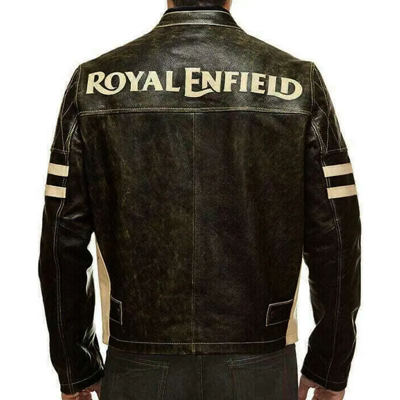 Black Royal Enfield Cafe Racer Motorcycle Jacket