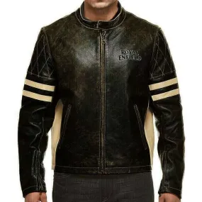 Black Royal Enfield Cafe Racer Motorcycle Jacket