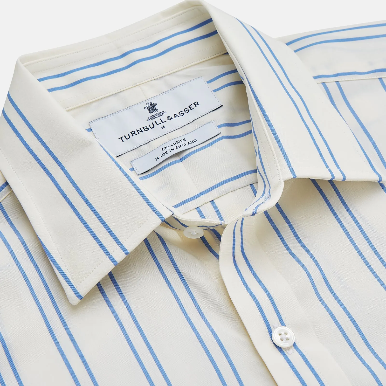 Blue and Off-White Stripe Cotton Weekend Fit Finch Shirt