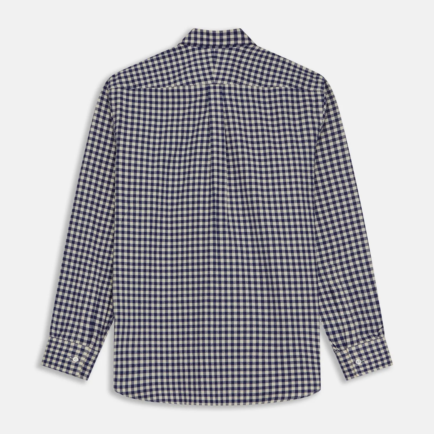 Blue Check Weekend Fit Shirt with Derby Collar and 1-Button Cuffs