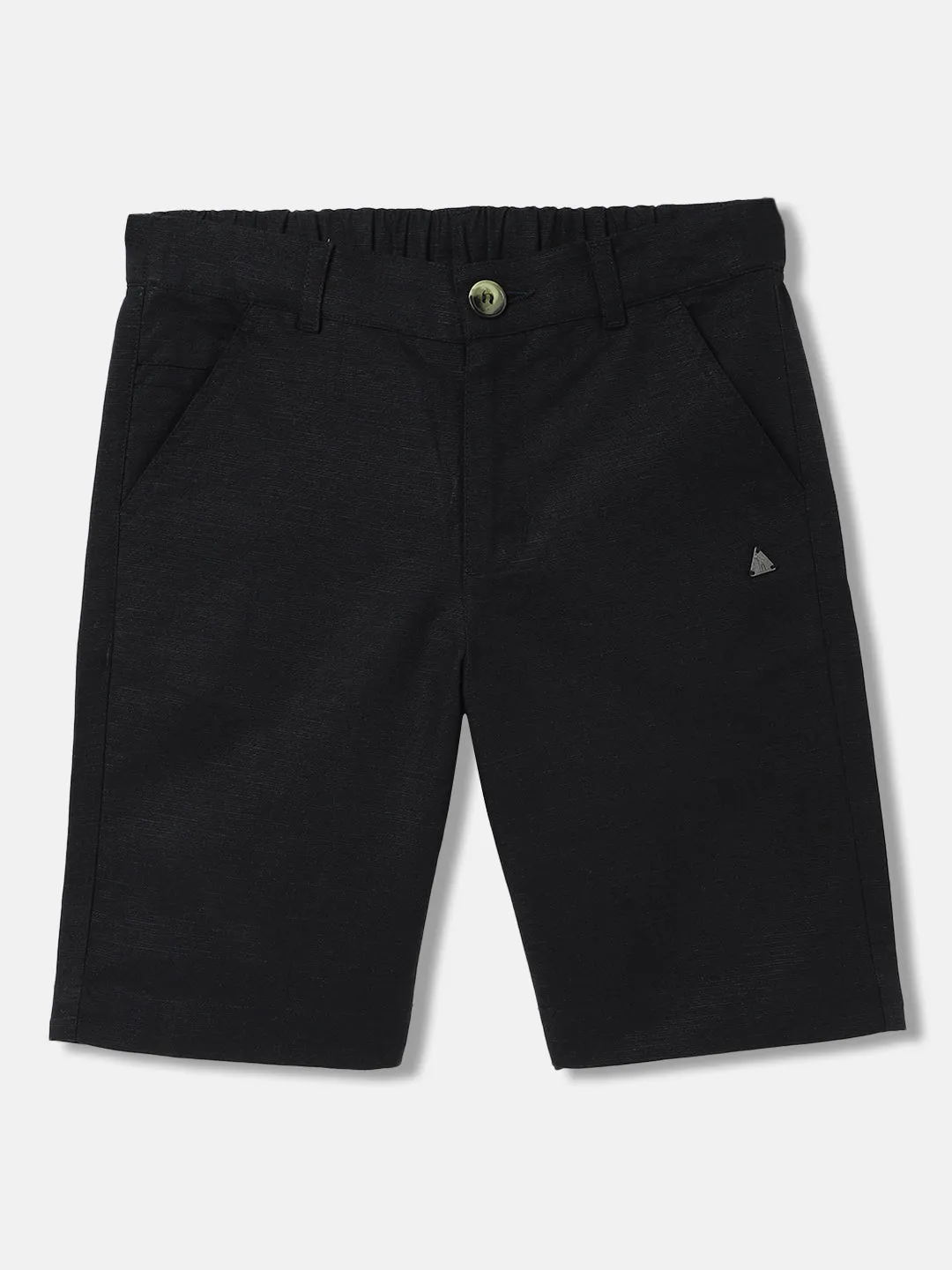 Blue Giraffe Boys Black Solid Regular Fit Shorts