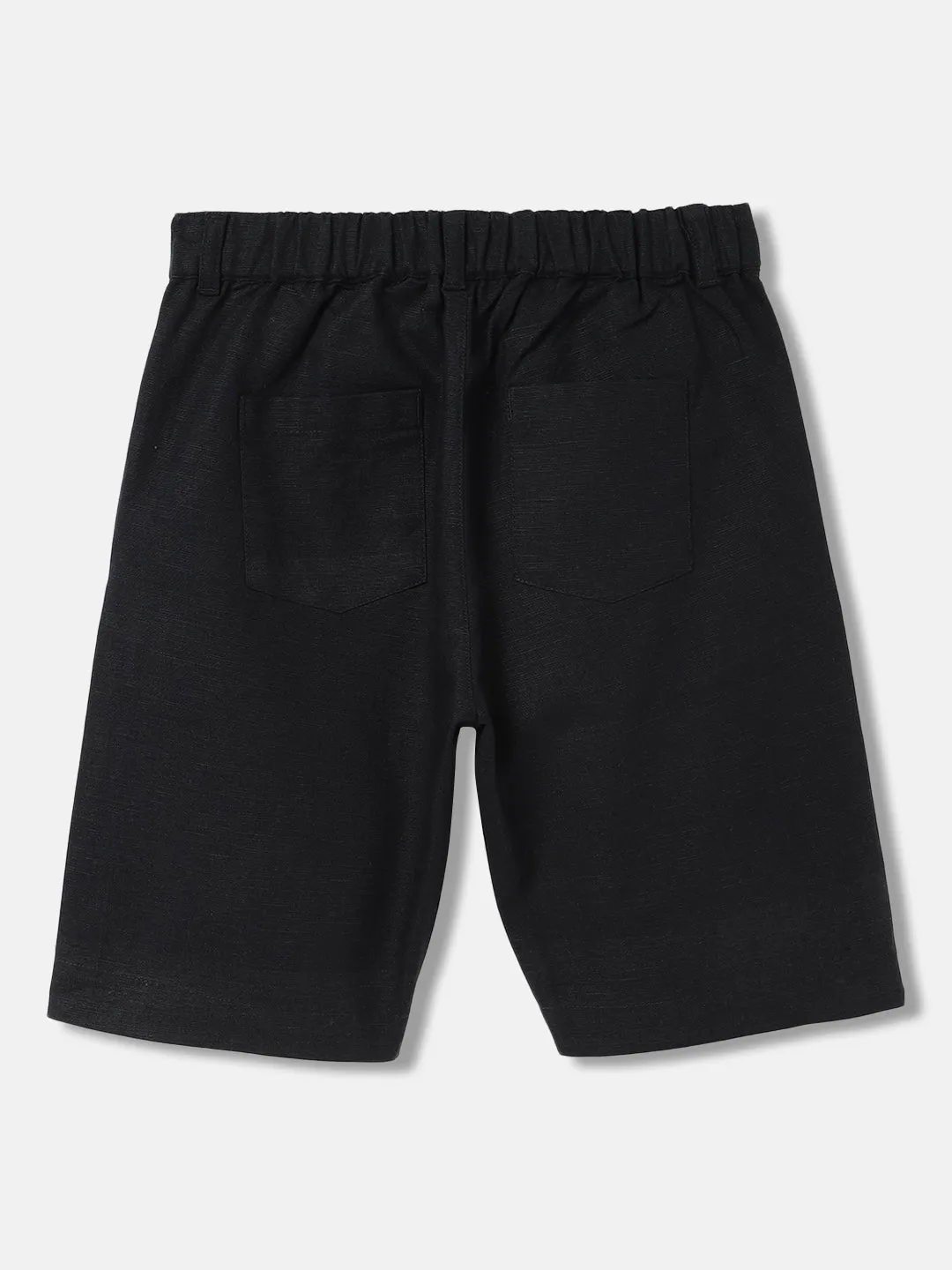 Blue Giraffe Boys Black Solid Regular Fit Shorts