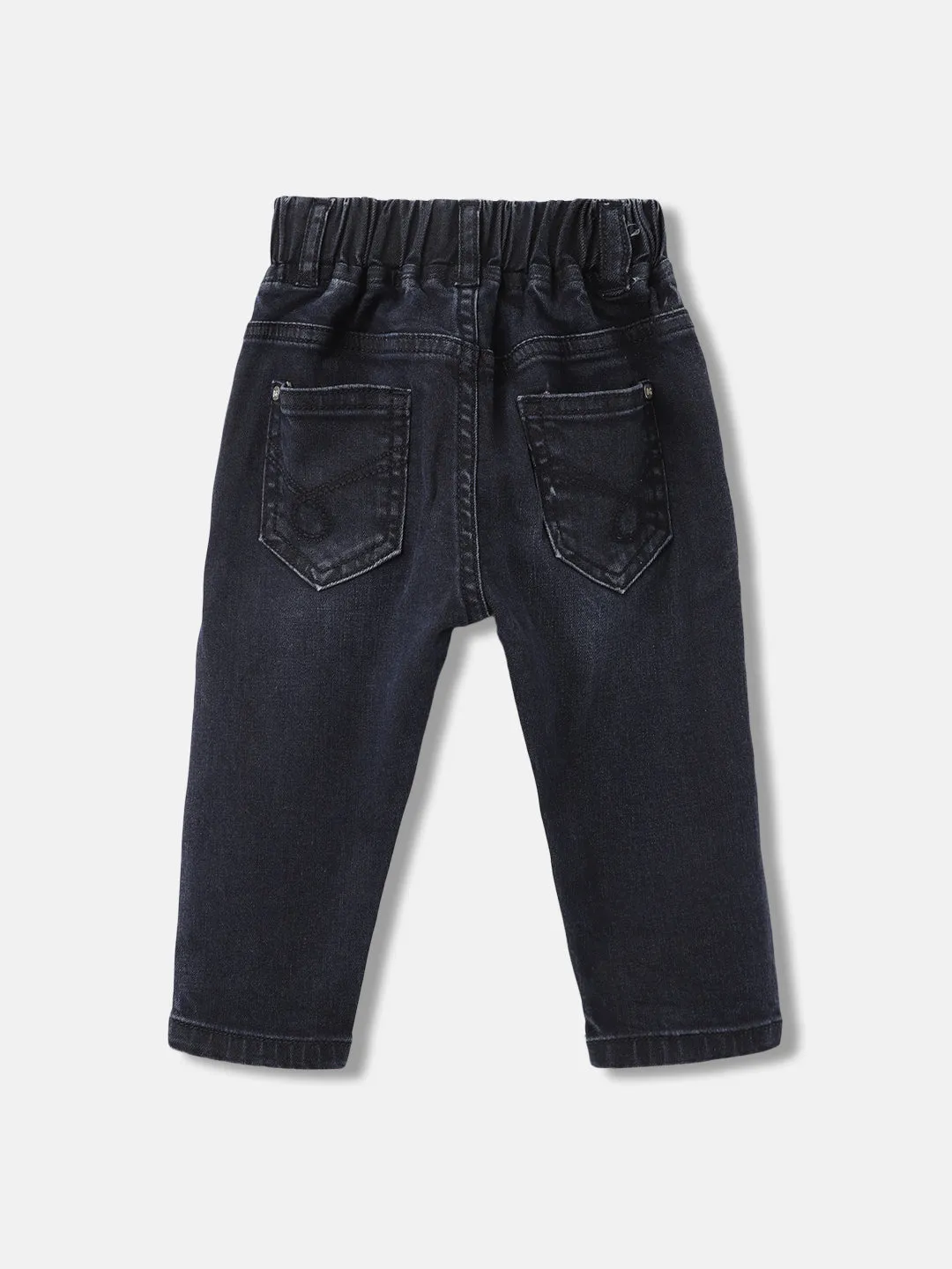 Blue Giraffe Boys Blue Solid Relaxed Fit Jeans