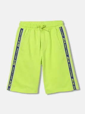 Blue Giraffe Boys Green Solid Regular Fit Mid-Rise Shorts