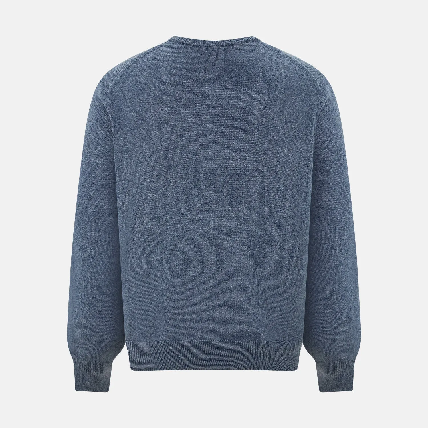 Blue Melange Cashmere V-neck Jumper