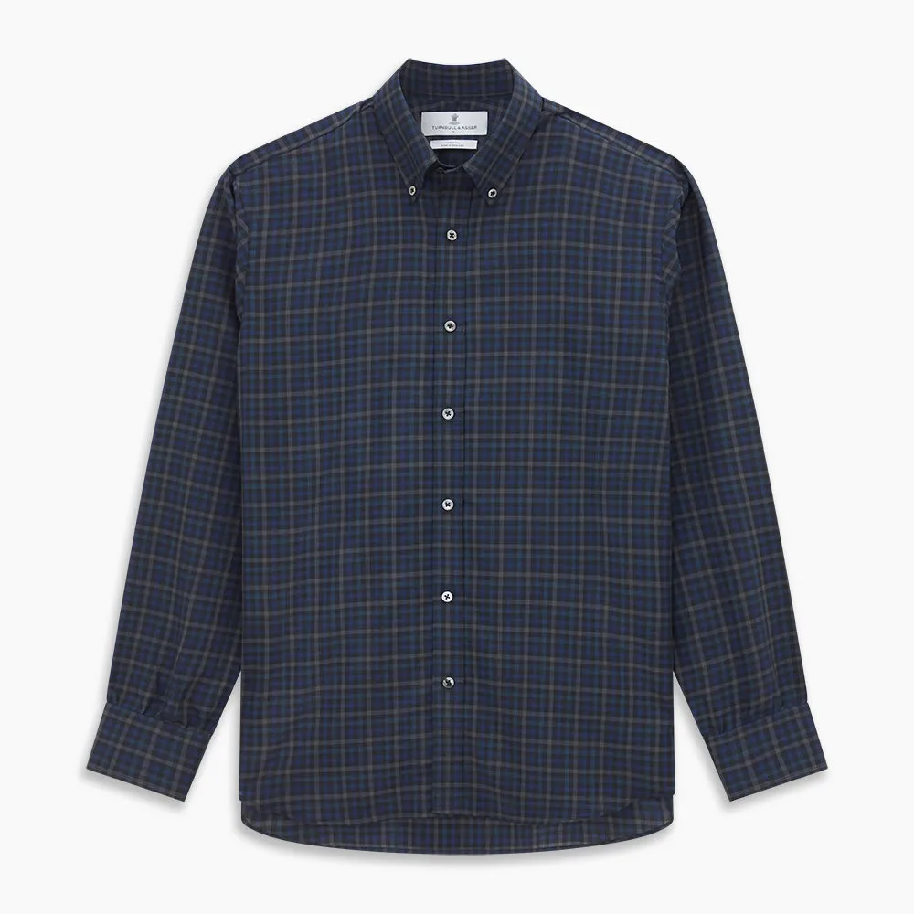 Blue Multi Check Wool Weekend Fit Hayne Shirt