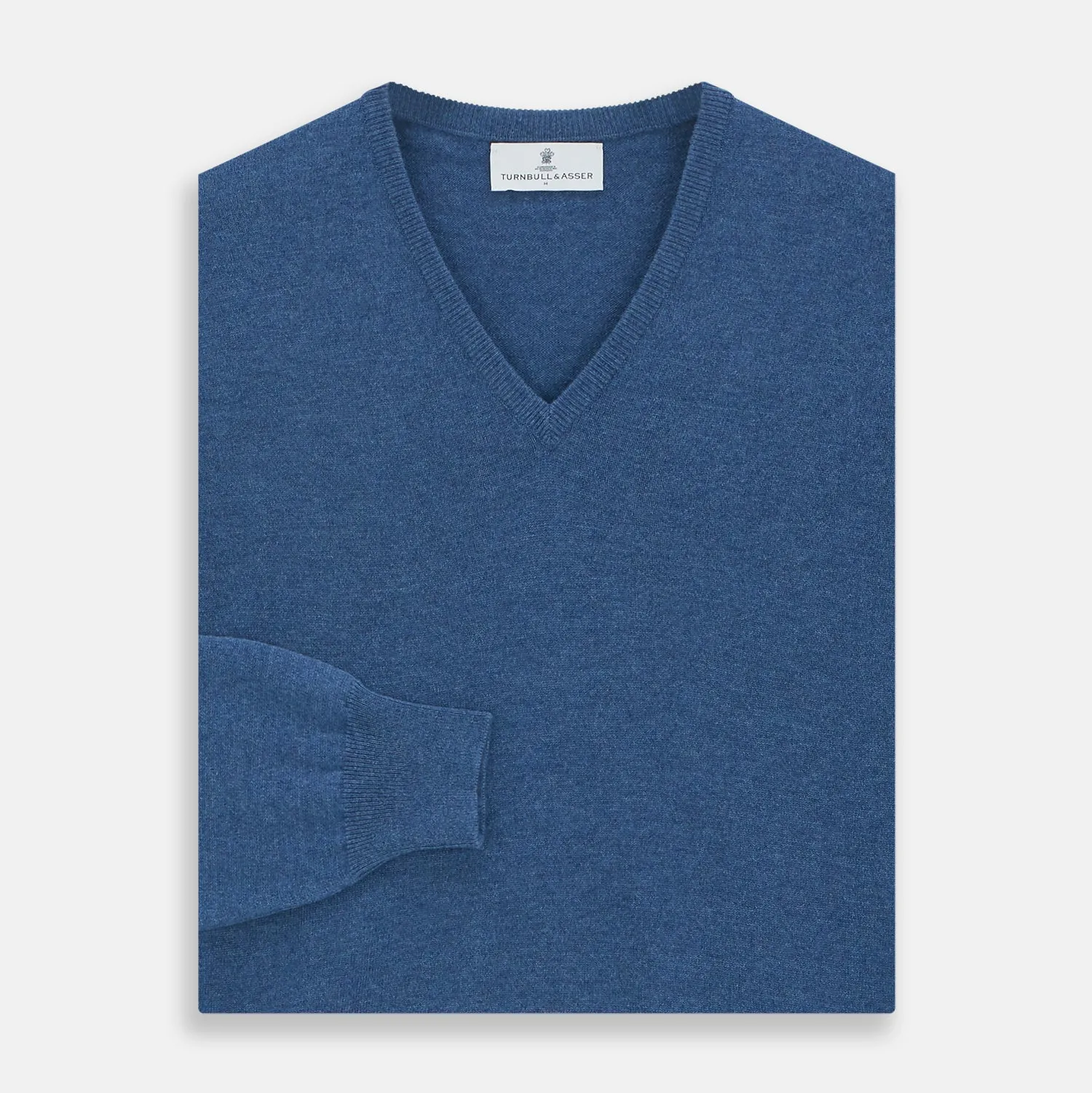 Blue V-Neck Cashmere Jumper