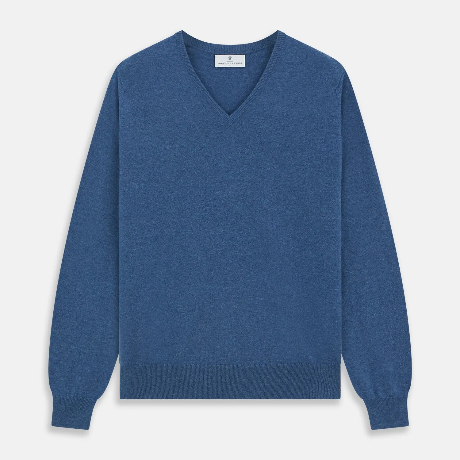 Blue V-Neck Cashmere Jumper