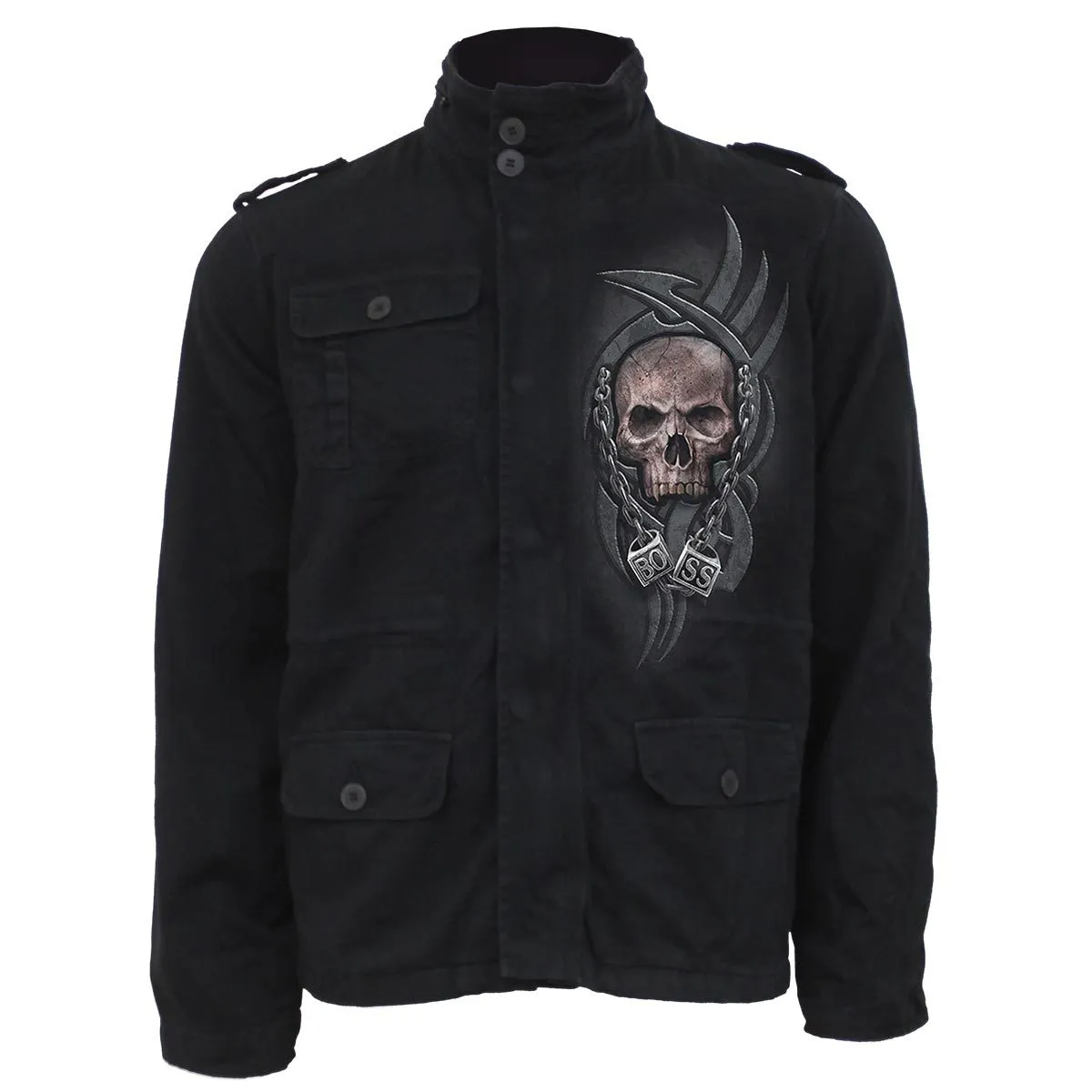 BOSS REAPER - Military Lined Jacket with Hidden Hood