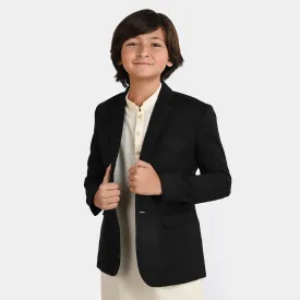 Boys Wool Blazer Elbow Patch -BLACK