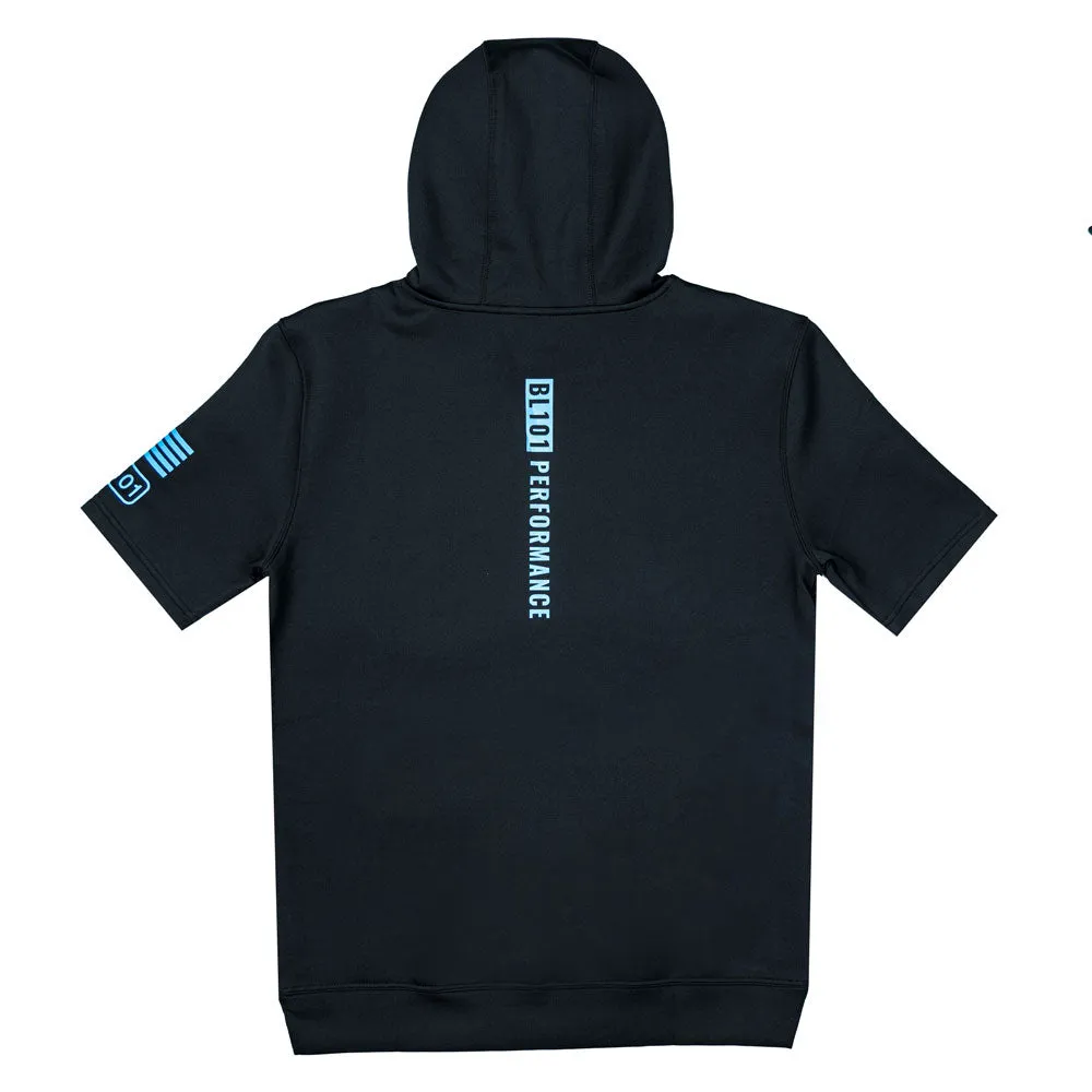 BSBL-SZN Youth Short Sleeve Hoodie V3 Black/Light Blue