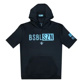 BSBL-SZN Youth Short Sleeve Hoodie V3 Black/Light Blue