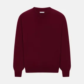 Burgundy Cashmere V-neck Jumper