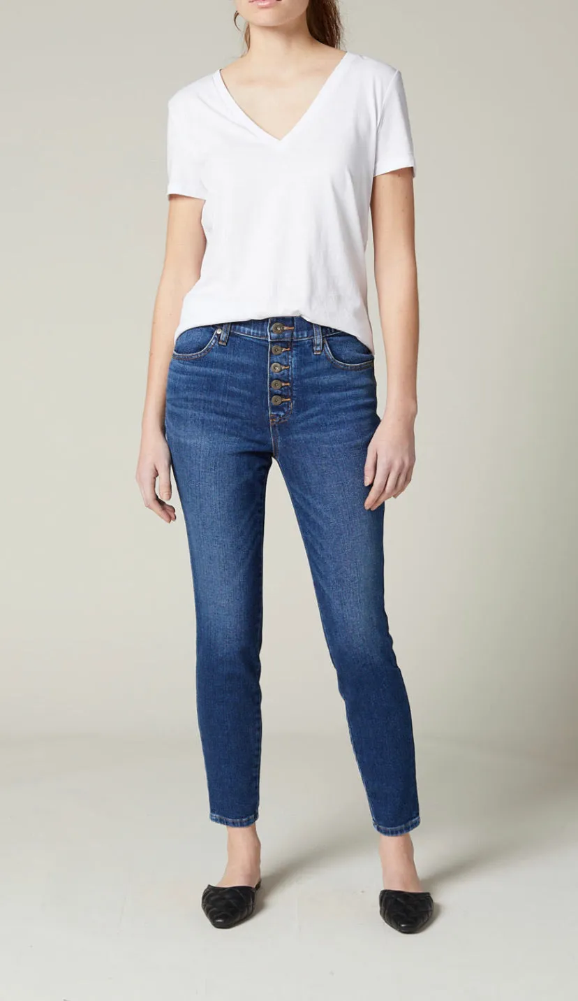 Button Front Pull On Skinny Valentina Jean