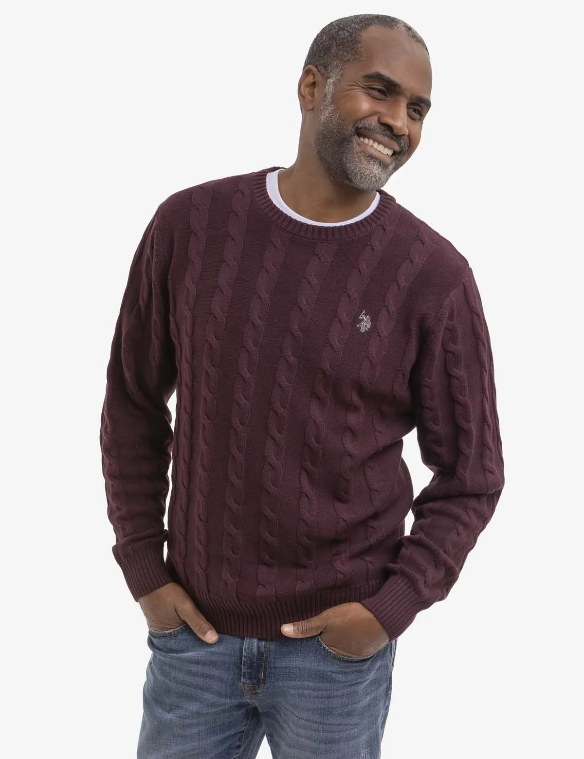 CABLE CREW NECK SWEATER