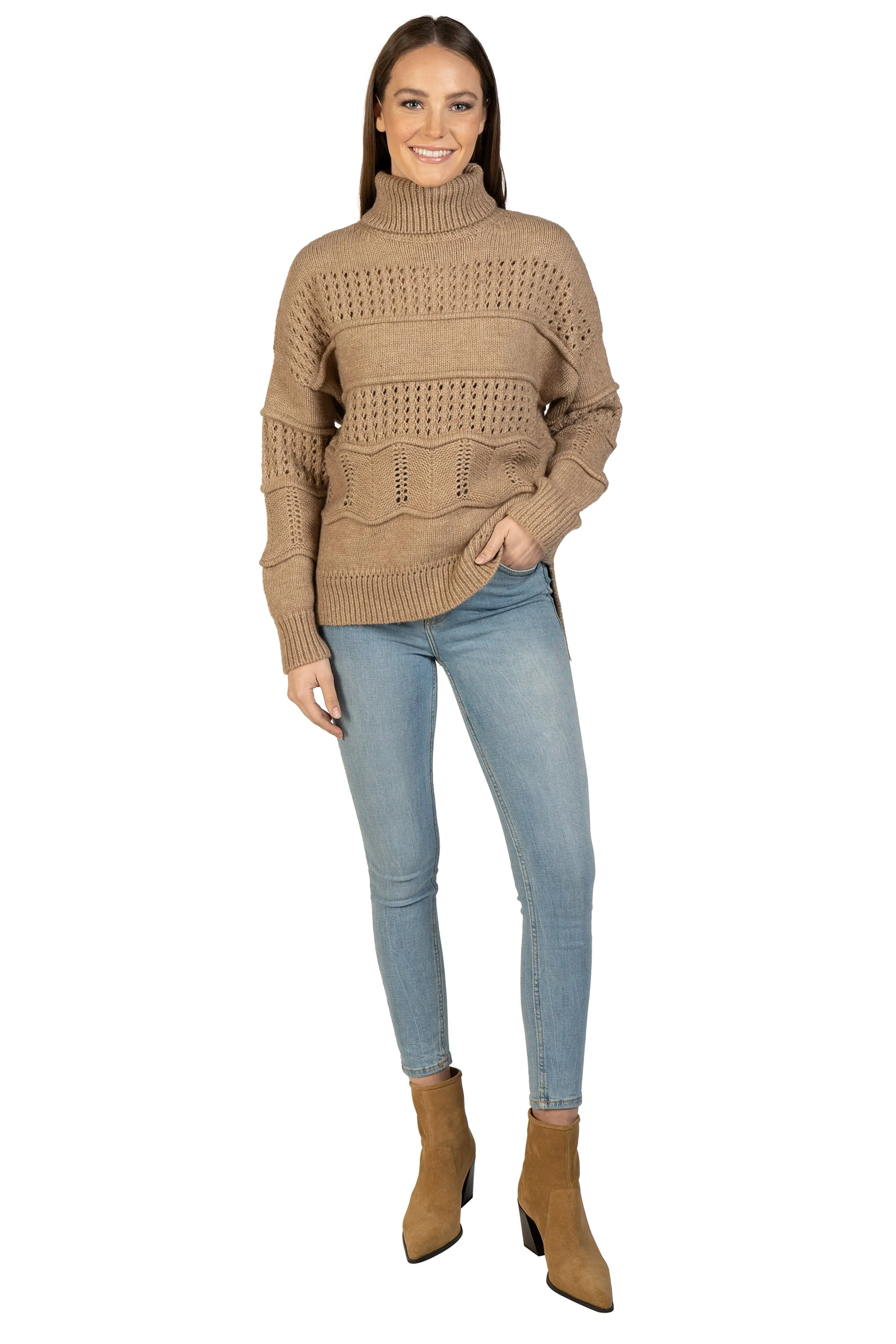 Cable Knit Turtleneck Pullover