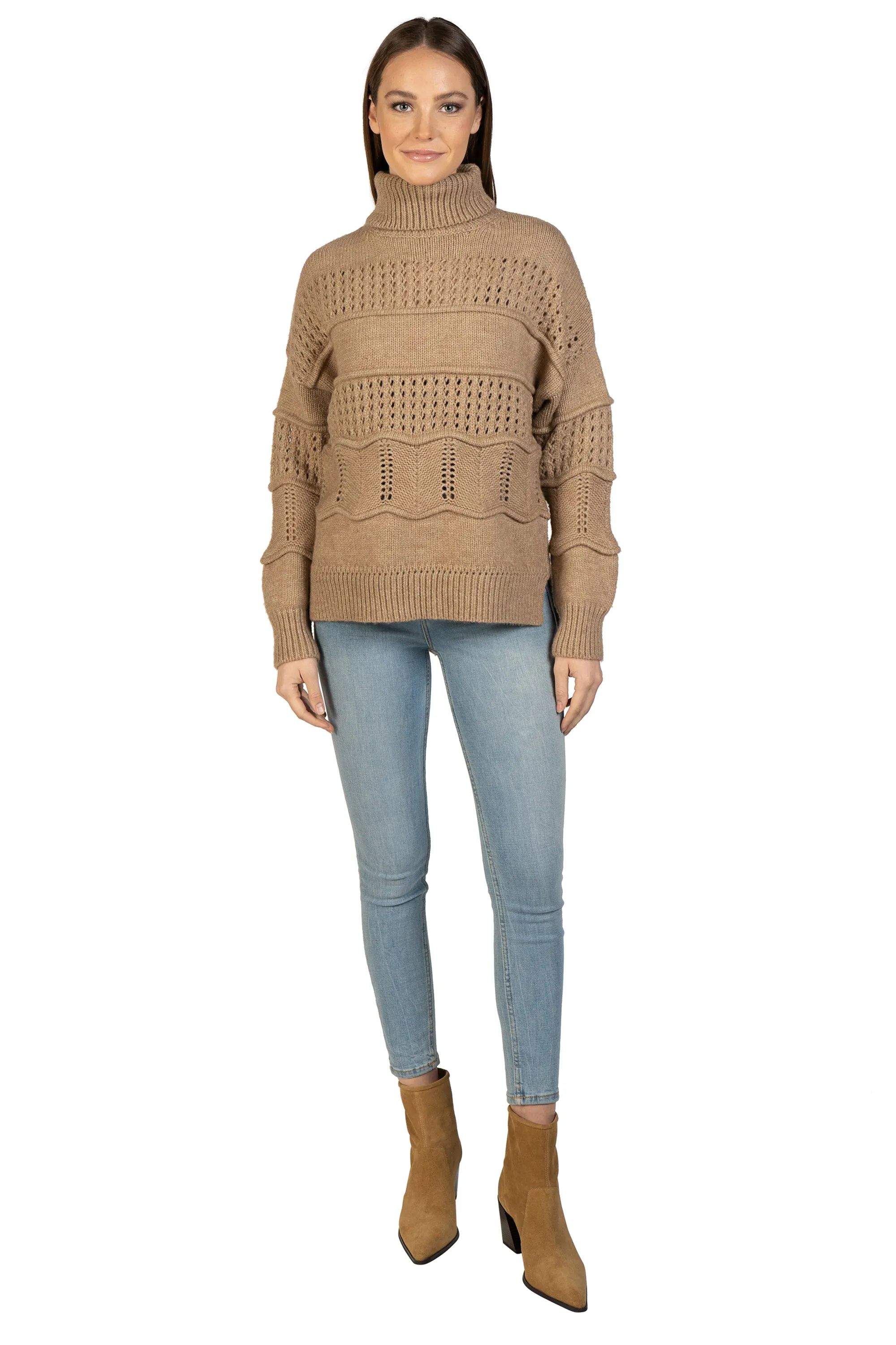 Cable Knit Turtleneck Pullover