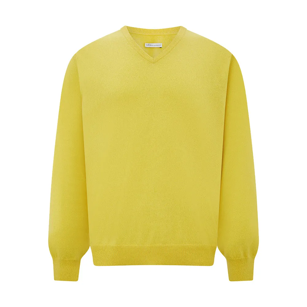 Canary Yellow Cashmere V-neck Jumper