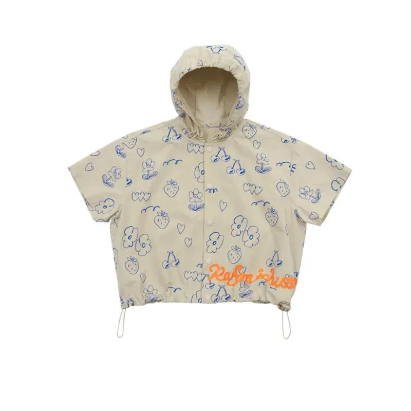 Cartoon Print Shirt & Shorts Set