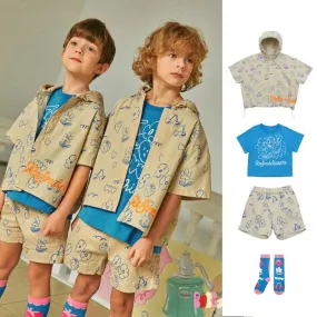 Cartoon Print Shirt & Shorts Set