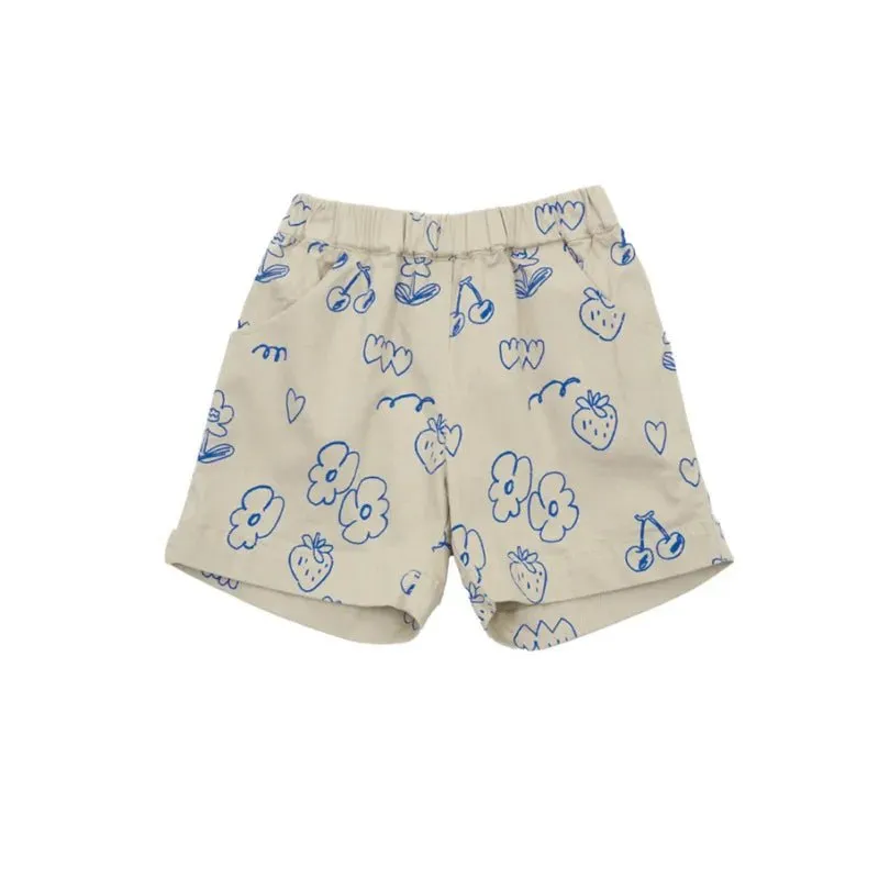 Cartoon Print Shirt & Shorts Set