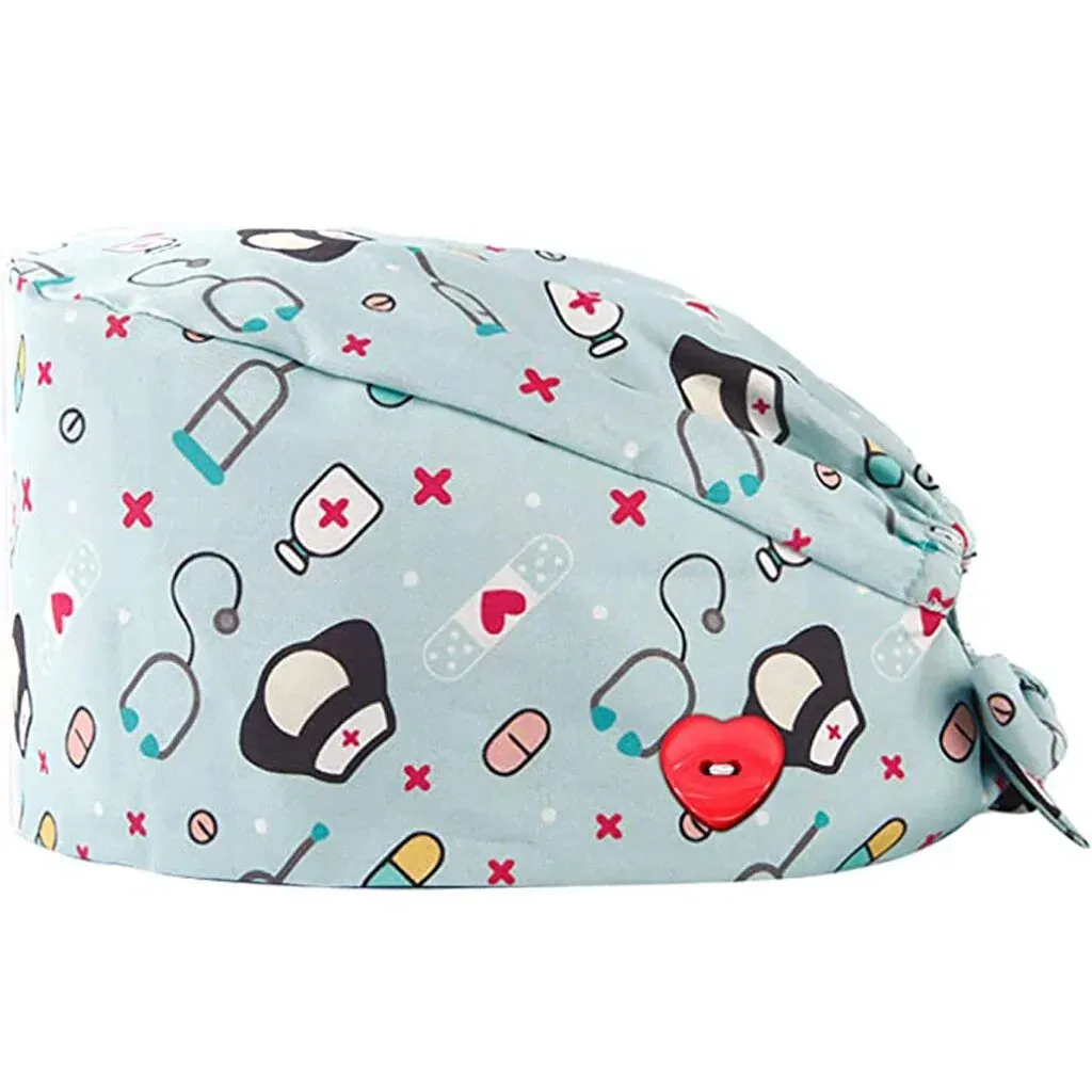 Cartoon Printed Nurse Hat 3 Pcs