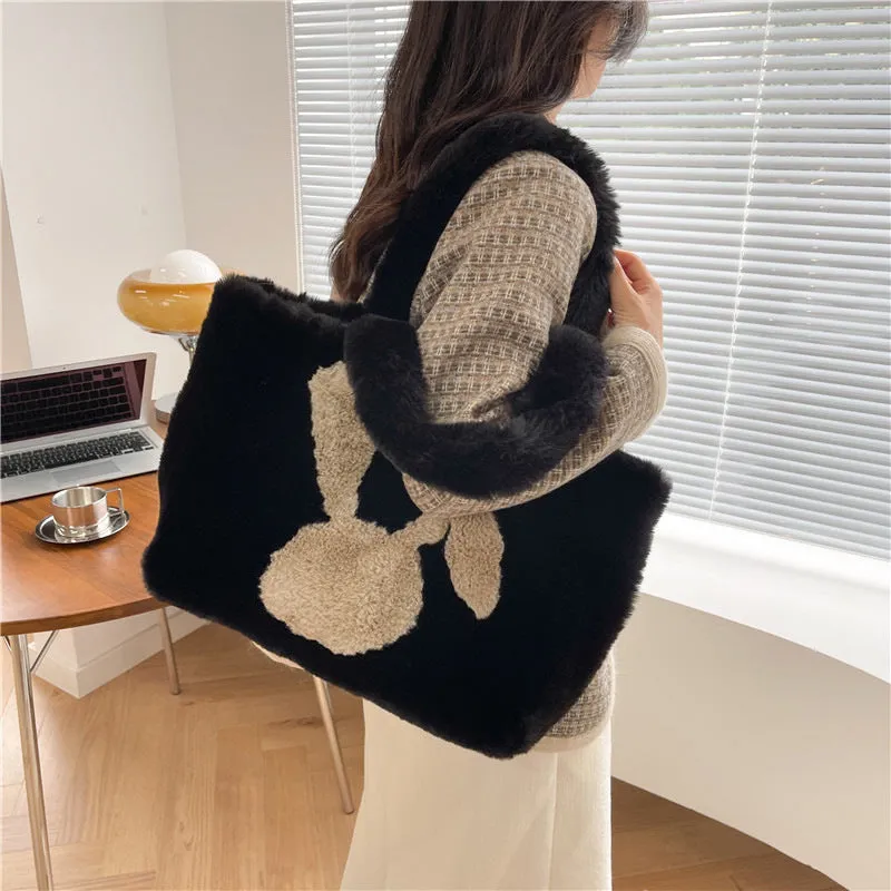 Cartoon Rabbit Ears Plush Bag