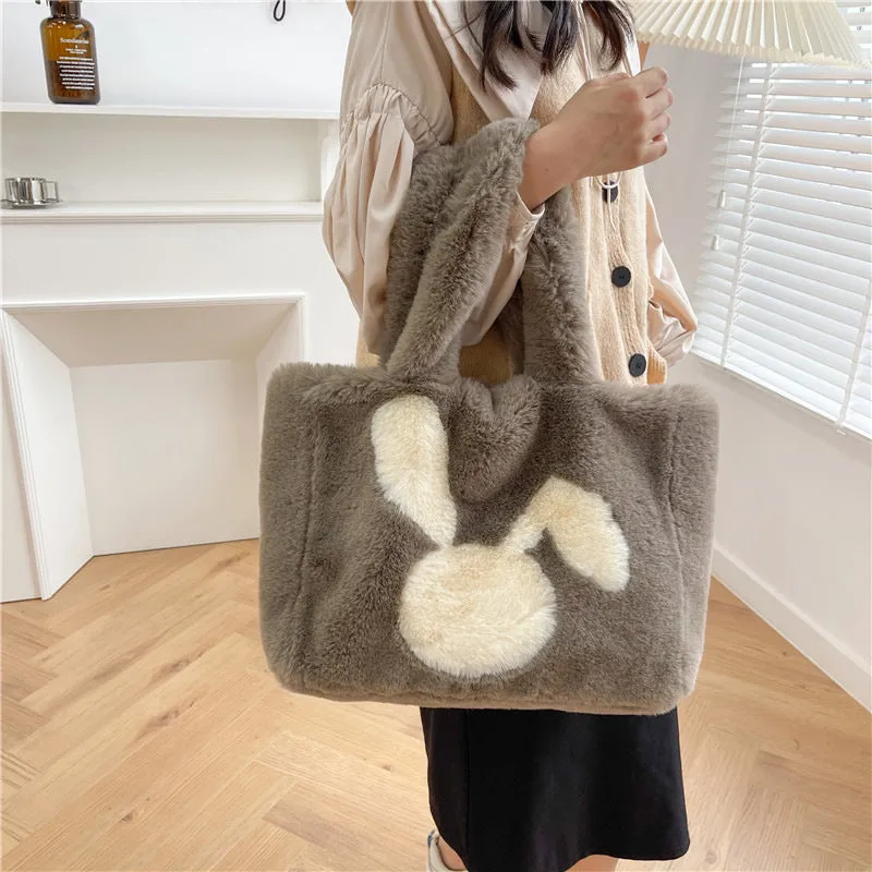 Cartoon Rabbit Ears Plush Bag