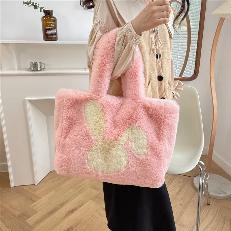 Cartoon Rabbit Ears Plush Bag