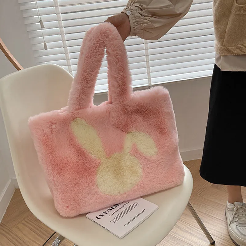 Cartoon Rabbit Ears Plush Bag