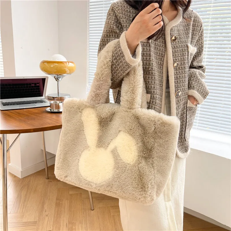 Cartoon Rabbit Ears Plush Bag