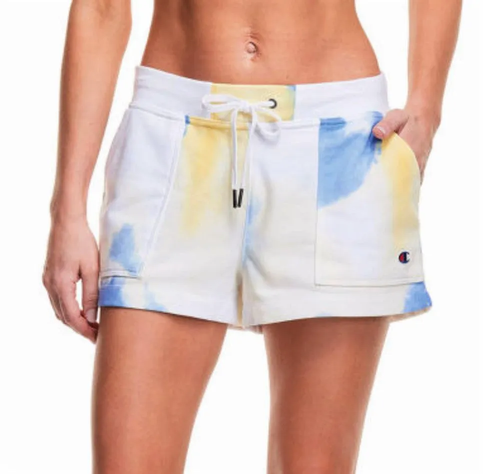 Champion Women's Tie-Dye Print side Pockets Cotton Blend Active Shorts