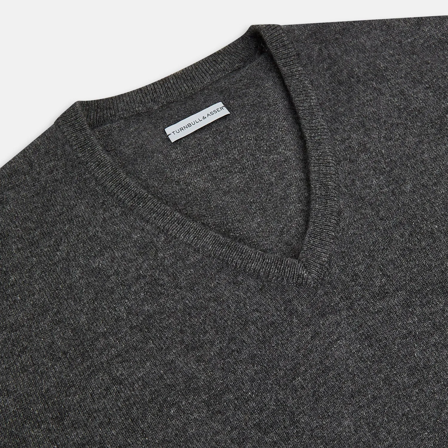 Charcoal Grey Cashmere V-neck Jumper