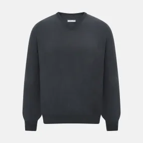 Charcoal Grey Merino V-Neck Jumper