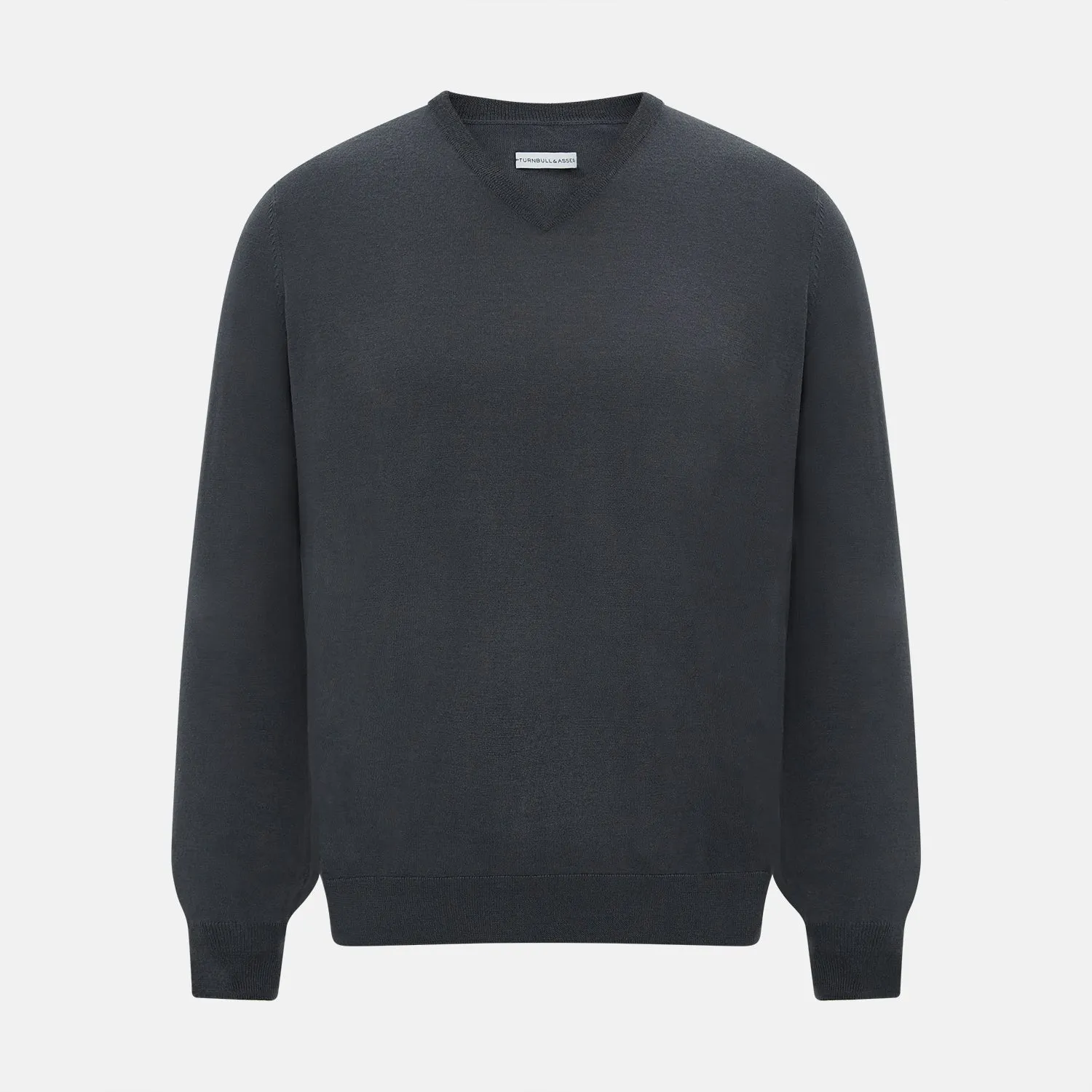 Charcoal Grey Merino V-Neck Jumper