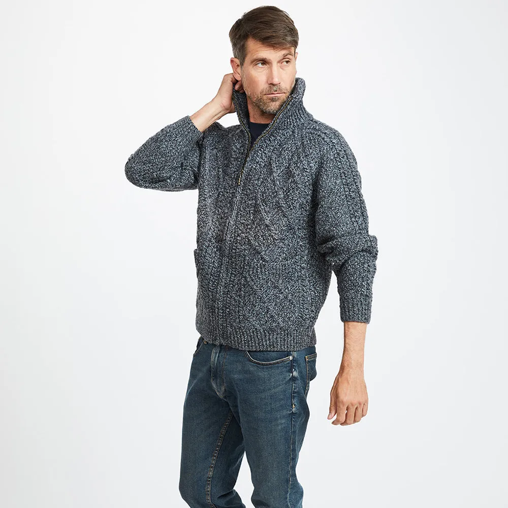 Charcoal Unisex Hand Knit Aran Cardigan