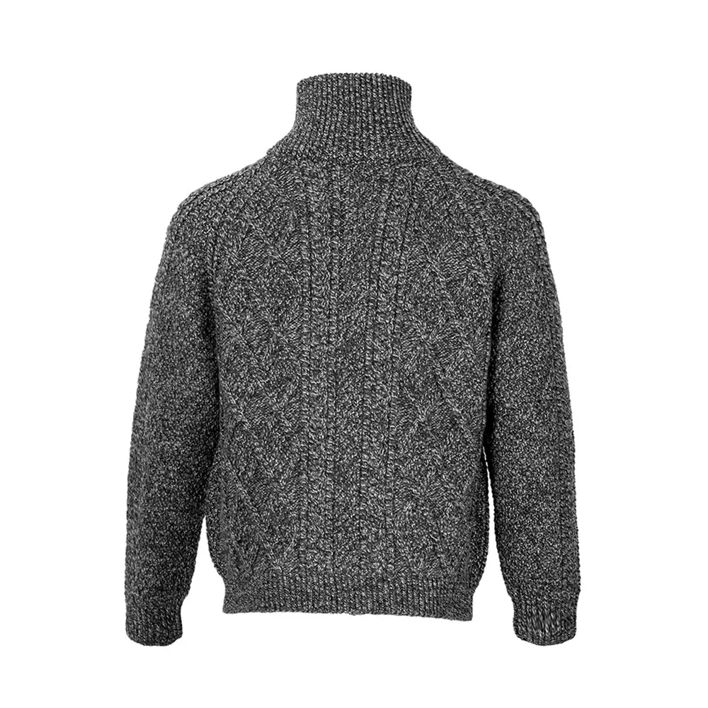 Charcoal Unisex Hand Knit Aran Cardigan