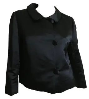 Chic Black Silk Charmeuse Cocktail Jacket circa 1960s