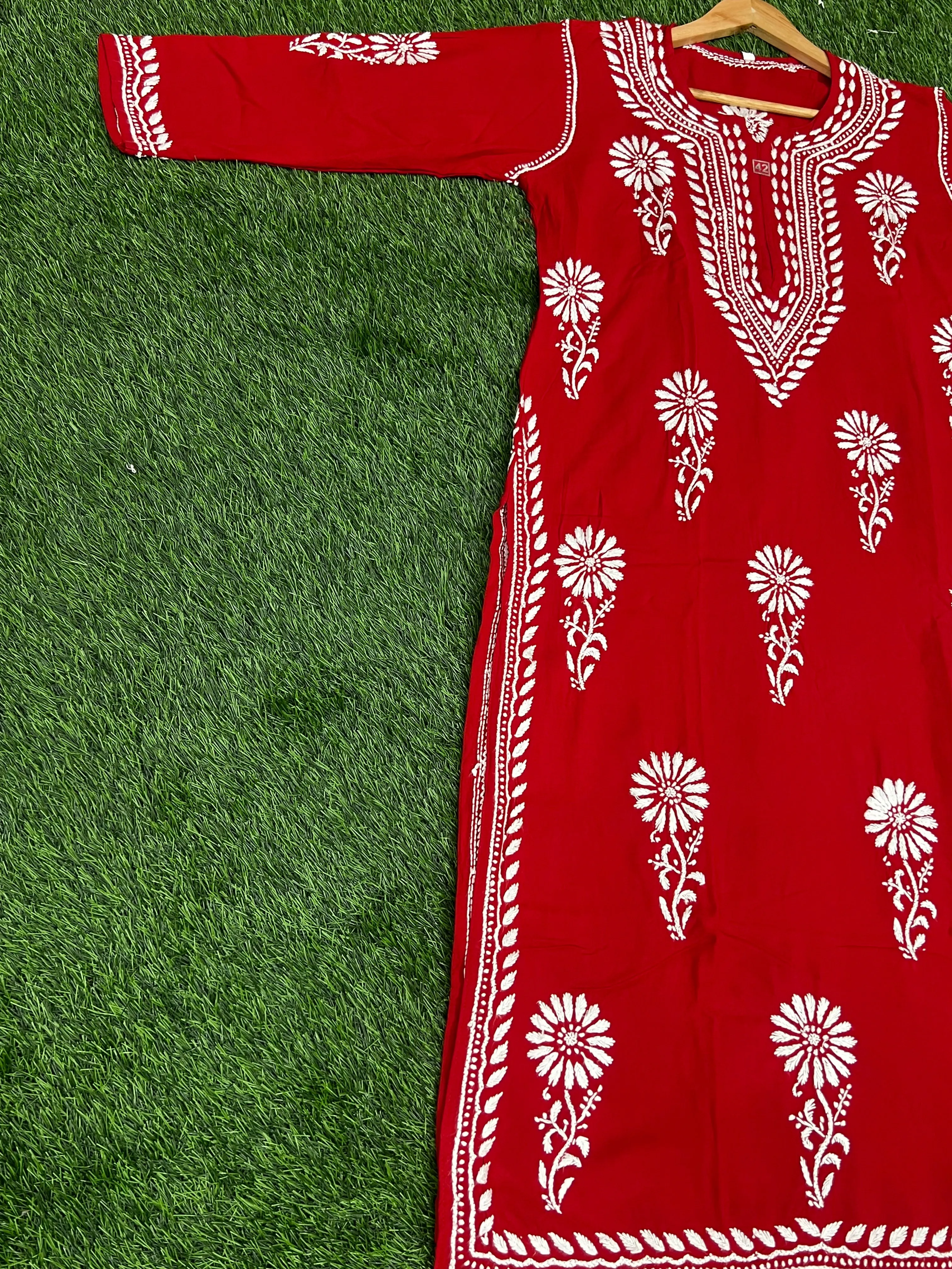 Chikan Handwork Rayon Kurti