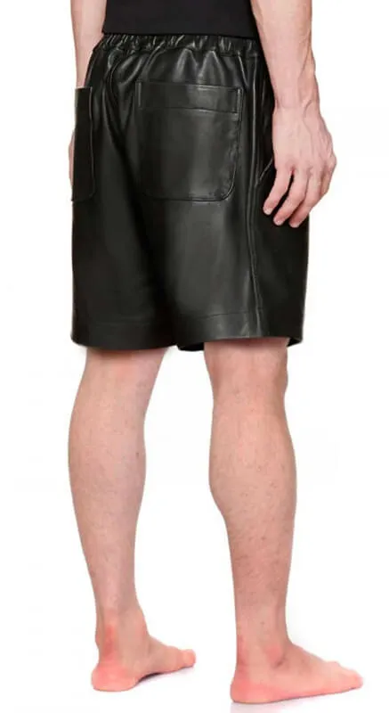 Classic Black Leather Shorts for Men