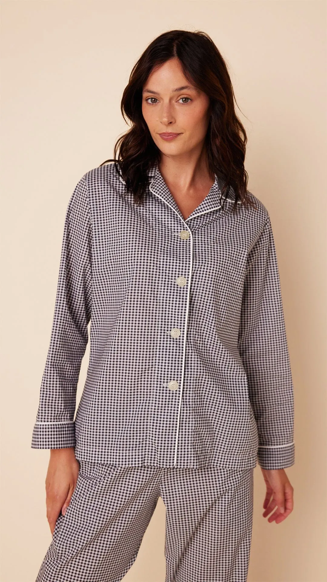 Classic Gingham Luxe Pima Pajama - Navy