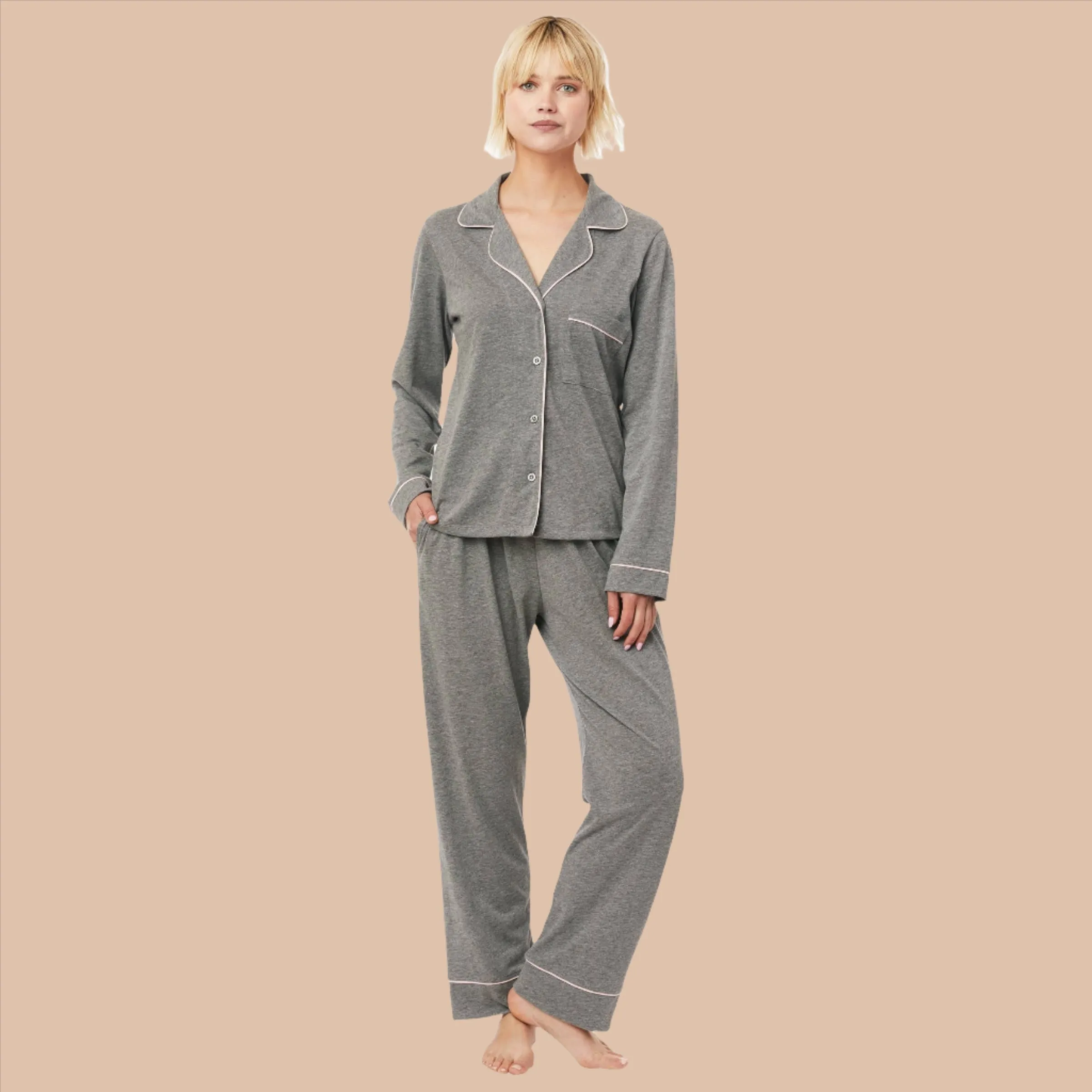 Classic Pima Knit Pajama - Heather Grey