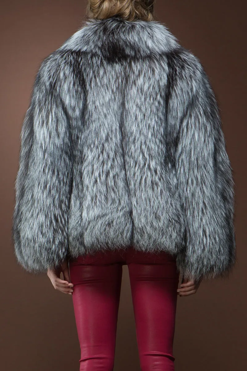 Classic Silver Fox Fur Jacket