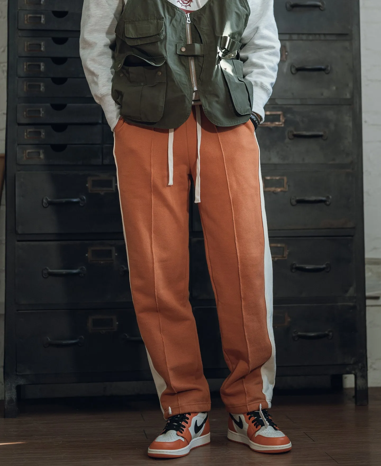 Classic Straight-Leg Striped Logo-Embroidered Cotton-Terry Sweatpants - Orange