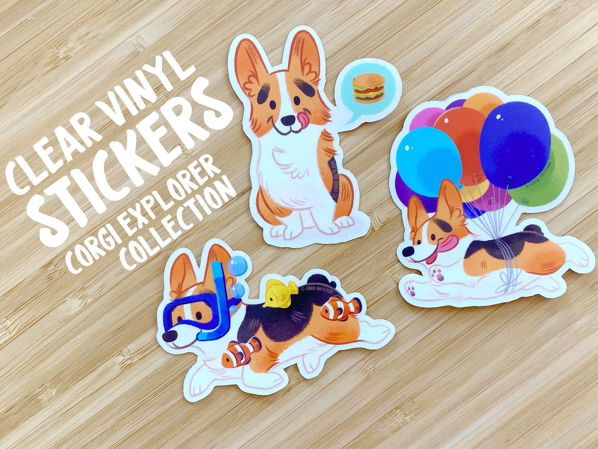 Clear Vinyl Stickers Corgi Explorer Collection