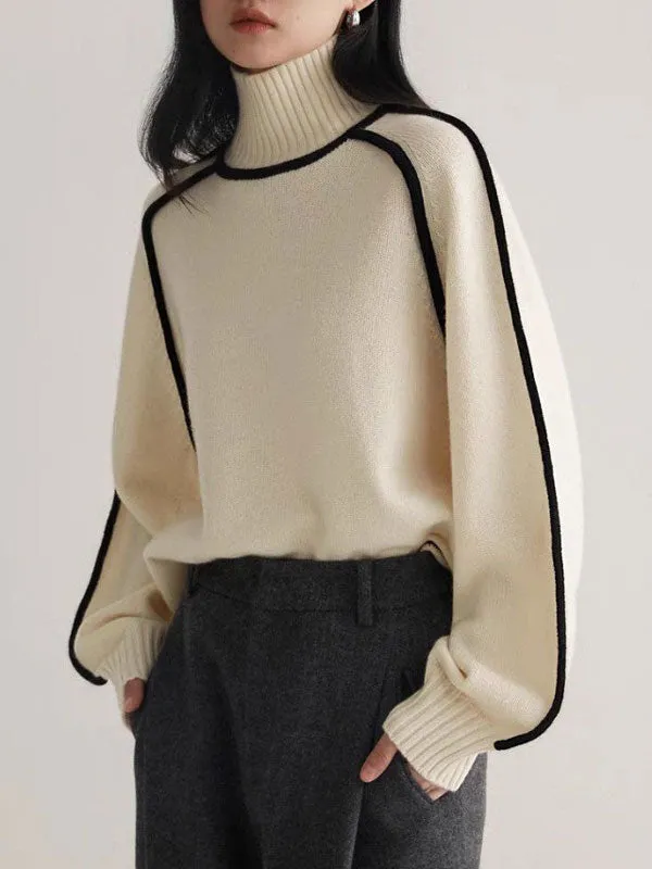 Contrast Funnel Neck Sweater